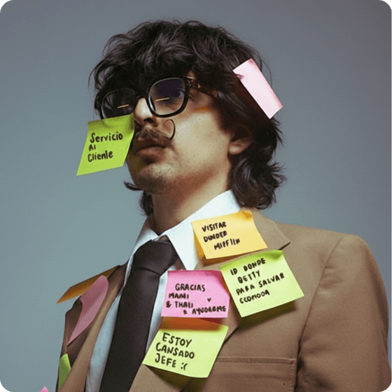 Person covered in sticky notes